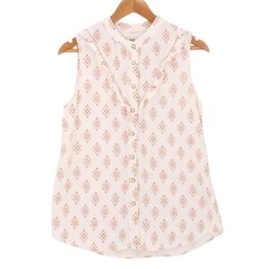 Blake Shelton Lands End Ruffle Sleeveless Blouse Womens Size S White Western